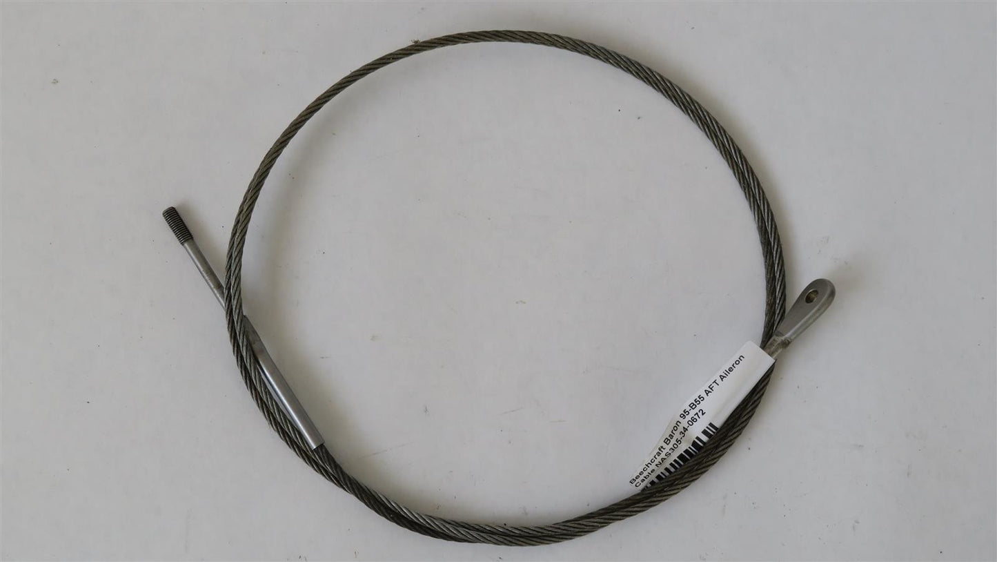 Beechcraft Baron 95-B55 AFT Aileron Cable NAS305-34-0672