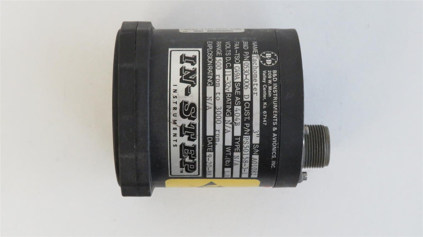 Piper PA-46-310P Malibu B&D Instruments Tachometer 0530-006-D PS50158-3-1