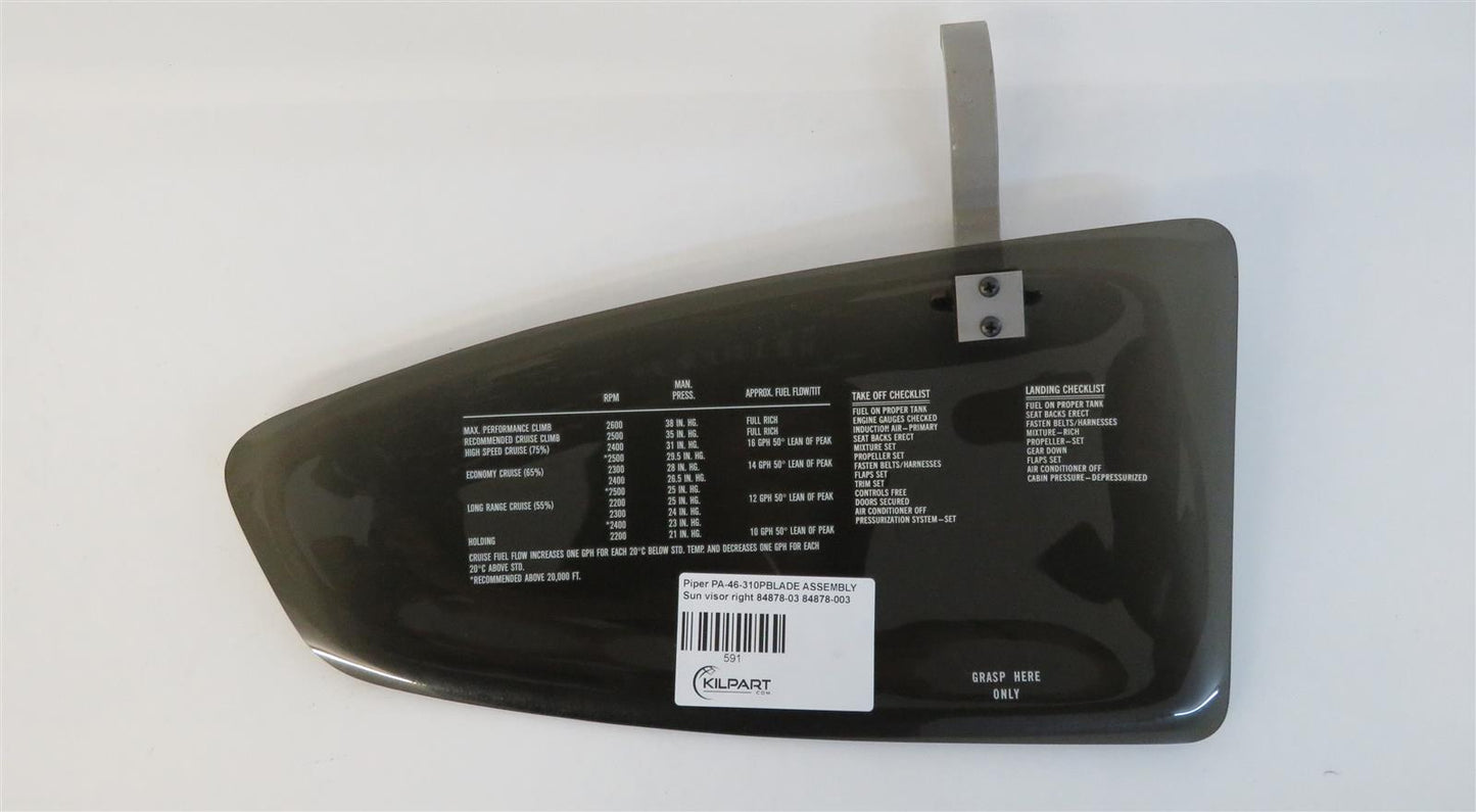 Piper PA-46-310P Malibu BLADE ASSEMBLY Sun visor left 84878-02 84878-002