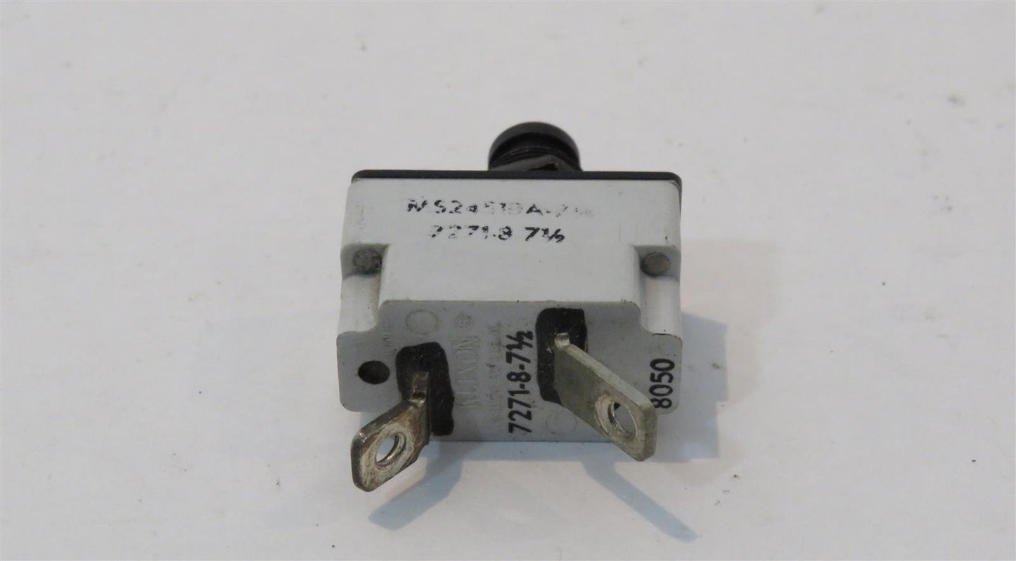 KLIXON MS24510A-7.5 7271-8-7.5 7.5A 7.5AMP Aircraft Circuit Breaker