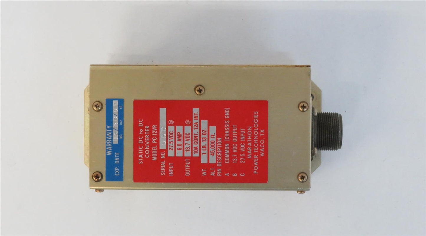 Marathon Power Technologies Static DC to DC Converter 17.7 to 27.5 VDC PC-12VR