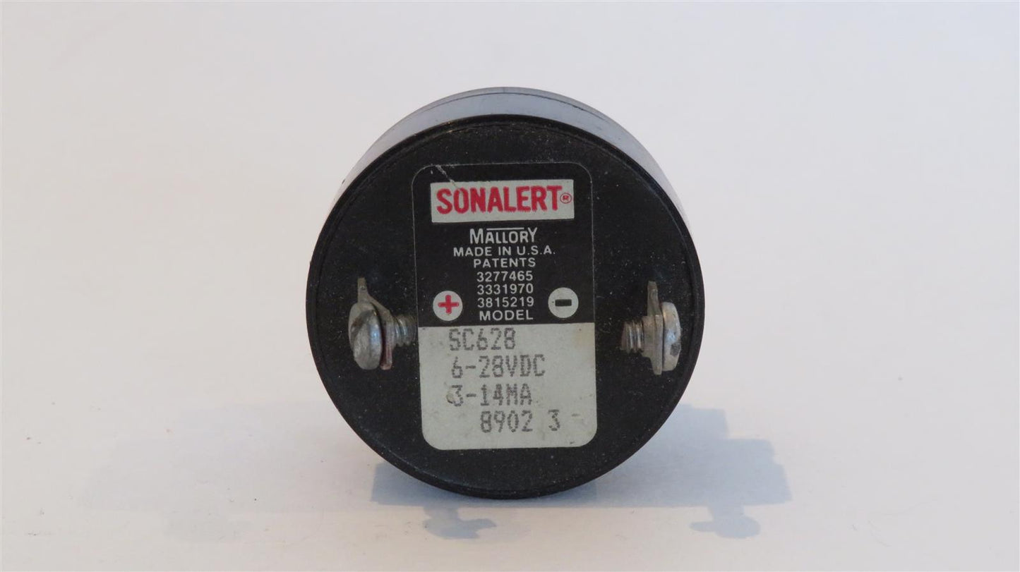 Sonalert SC628 Panel-Mount Piezo Buzzer Alarm 6-28VDC 3-14mA