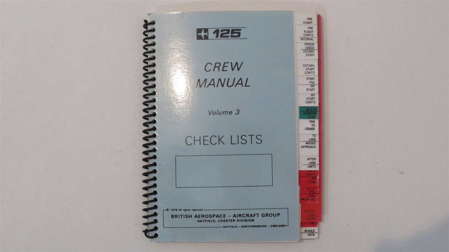 Hawker 125-700 Crew Manual Check Lists