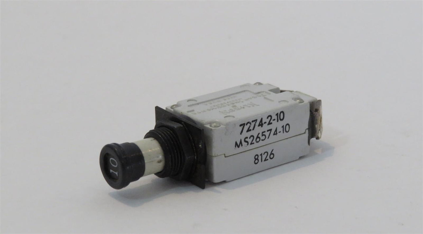 KLIXON MS26574-10 7274-2-10 10A 10AMP Aircraft Circuit Breaker