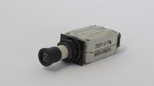 Texas Instruments MFD-0985A 7277-5-7.5 7.5A 7.5AMP Aircraft Circuit Breaker