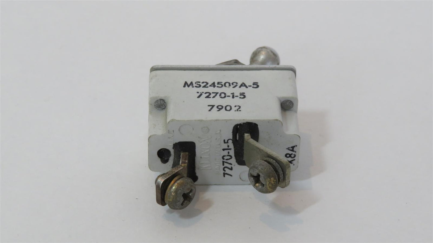 KLIXON Toggle Switch 7270-1-5 or MS24509A-5