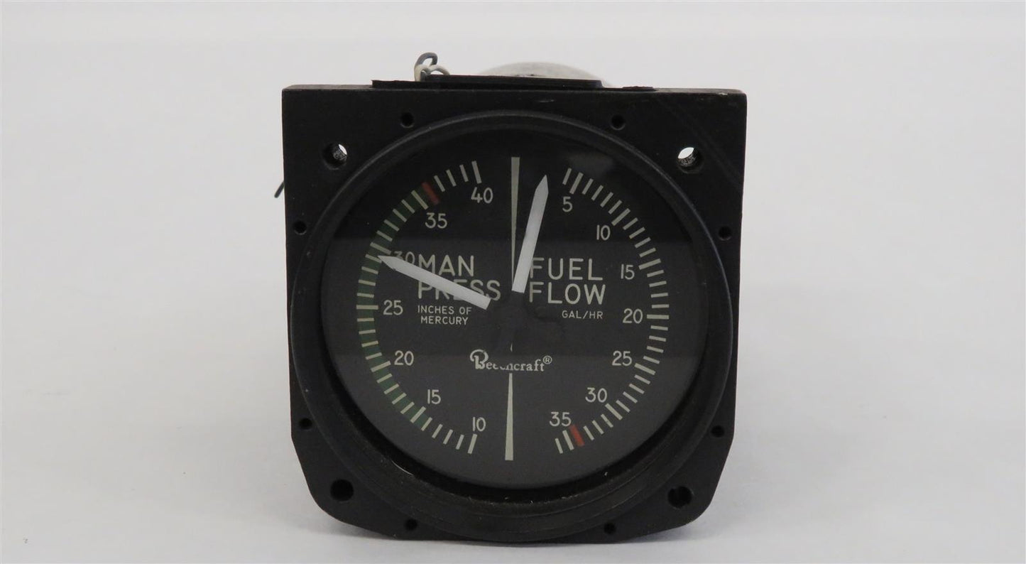 Beechcraft Manifold Pressure & Fuel Flow Indicator 36-380073-3 651035-4