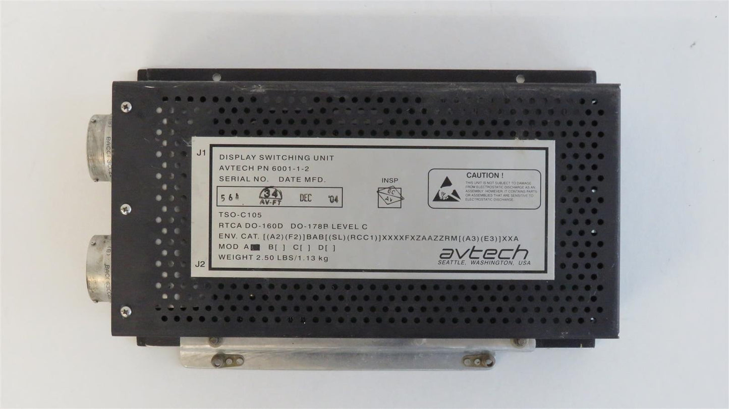 AVTECH DISPLAY SWITCHING UNIT 6001-1-2 for Honeywell EGPWS and Collins Indicators