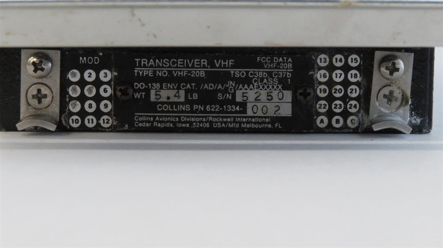 COLLINS VHF-20B VHF Transceiver 622-1334-002