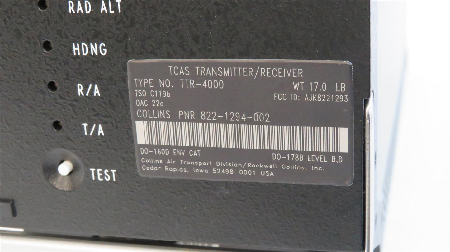 COLLINS TTR-4000 TCAS Transmitter Receiver 822-1294-002