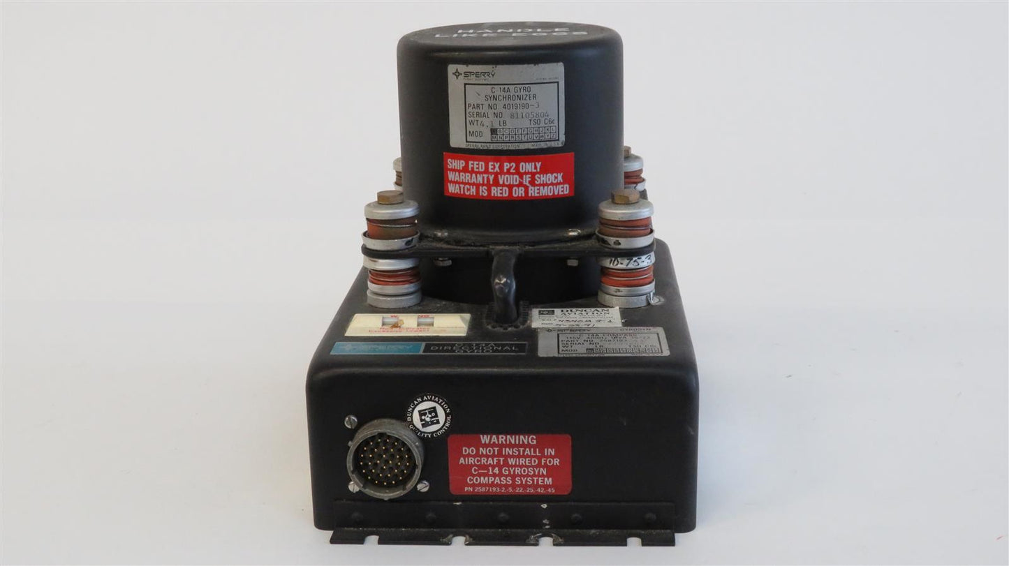 SPERRY C-14A Gyro Synchronizer Compass 2587193-43 and 4019190-3