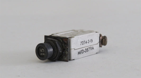 Texas Instruments MFD-0879A 7274-2-15 15A 15AMP Aircraft Circuit Breaker