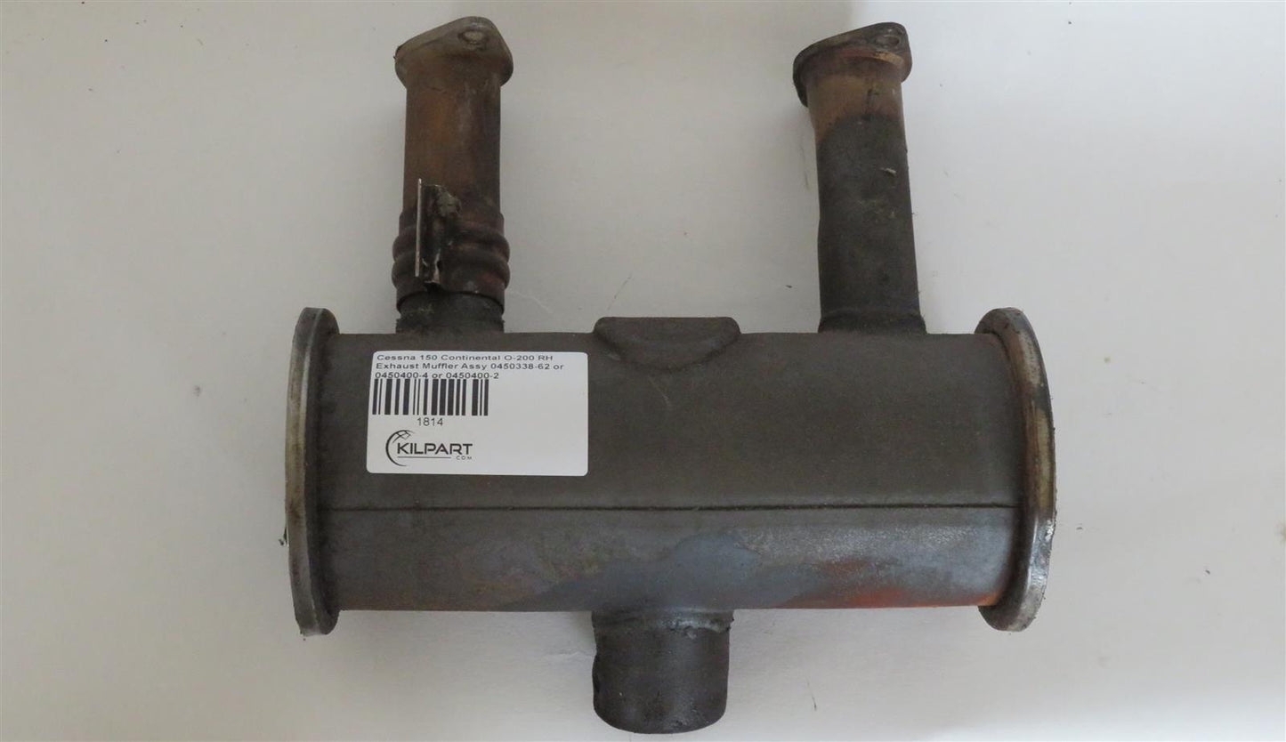 Cessna 150 Continental O-200 RH Exhaust Muffler Assy 0450338-62 or 0450400-4 or 0450400-2