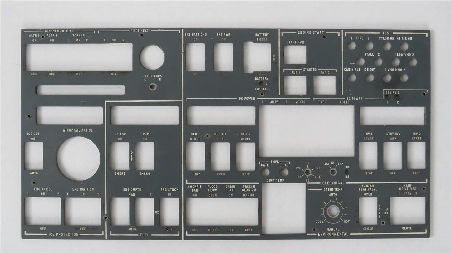 Hawker 125-700A Cockpit Overhead Panel Switch Cover