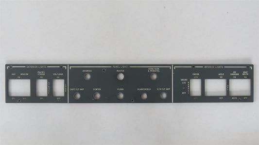 Hawker 125-700A Instrument Panel Switch Cover Panel Lights Exterior Lights