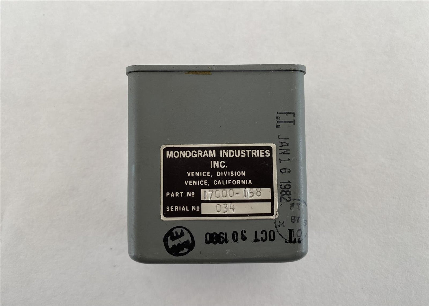 Hawker 125-700 800 Timer Monogram Sanitation 17000-158