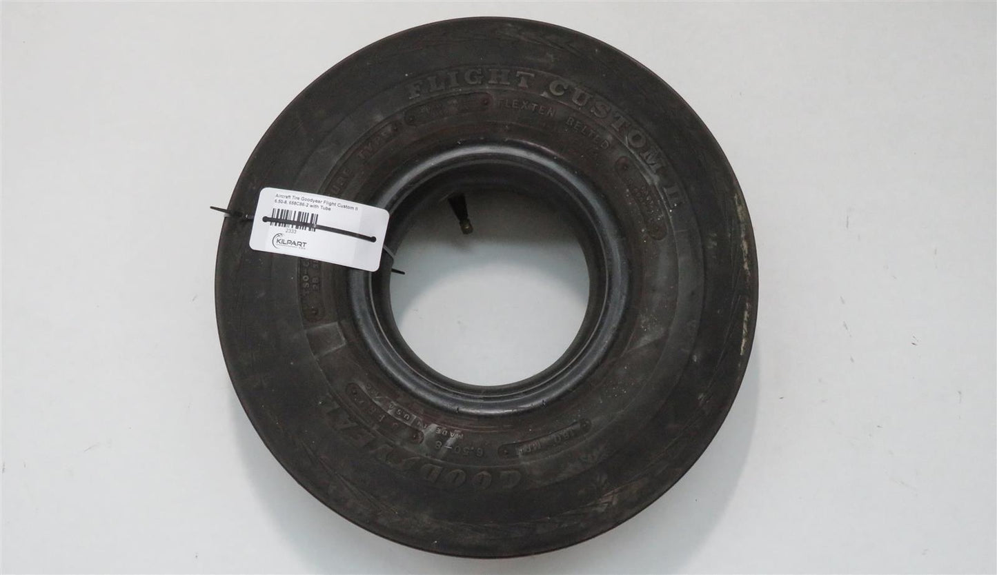 Aircraft Tire Goodyear Flight Custom II 6.50-8, 658C86-2 with Tube